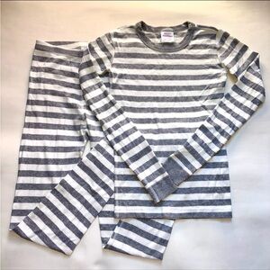 Hanna Andersson Gray and White Striped Pajama Set